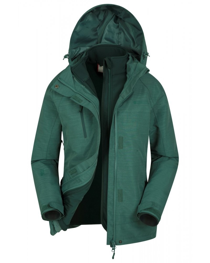 Bracken Melange Womens 3 in 1 Jacket Green $44.00 Jackets