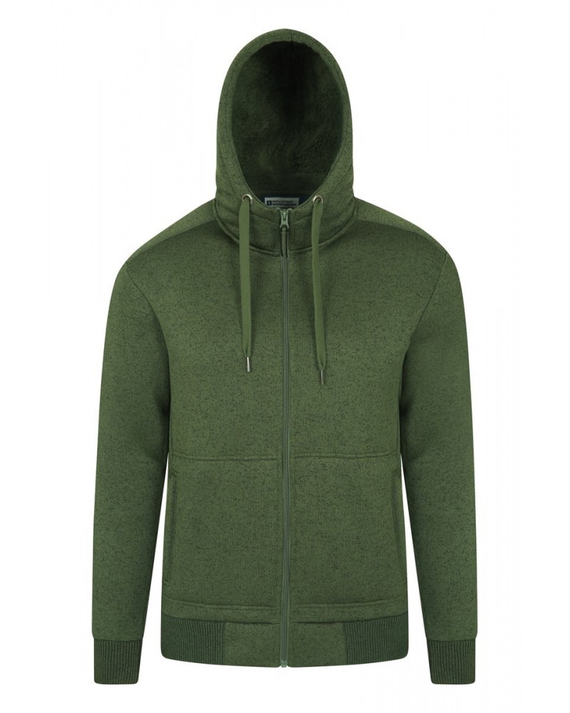 Nevis Mens Fleece Lined Hoodie Khaki $17.86 Tops