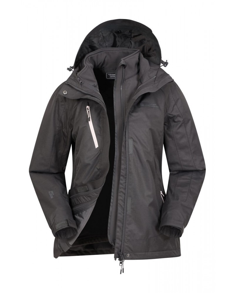 Bracken Melange Womens 3 in 1 Jacket Black $54.99 Jackets