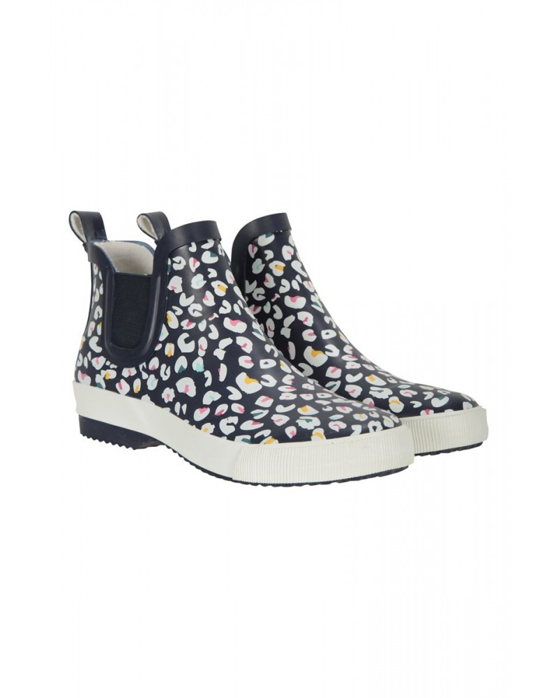 Womens Printed Short Rain Boots Navy $17.60 Footwear