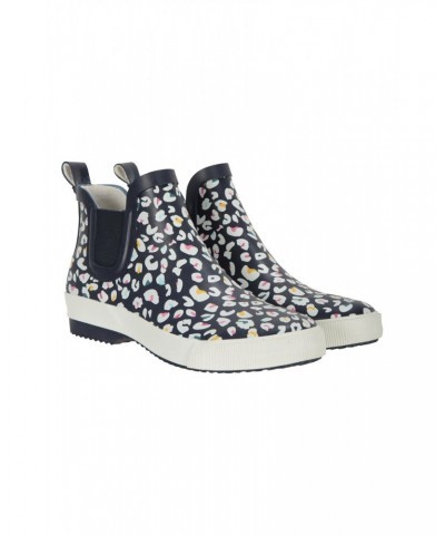 Womens Printed Short Rain Boots Navy $17.60 Footwear