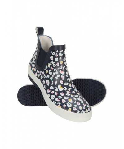 Womens Printed Short Rain Boots Navy $17.60 Footwear