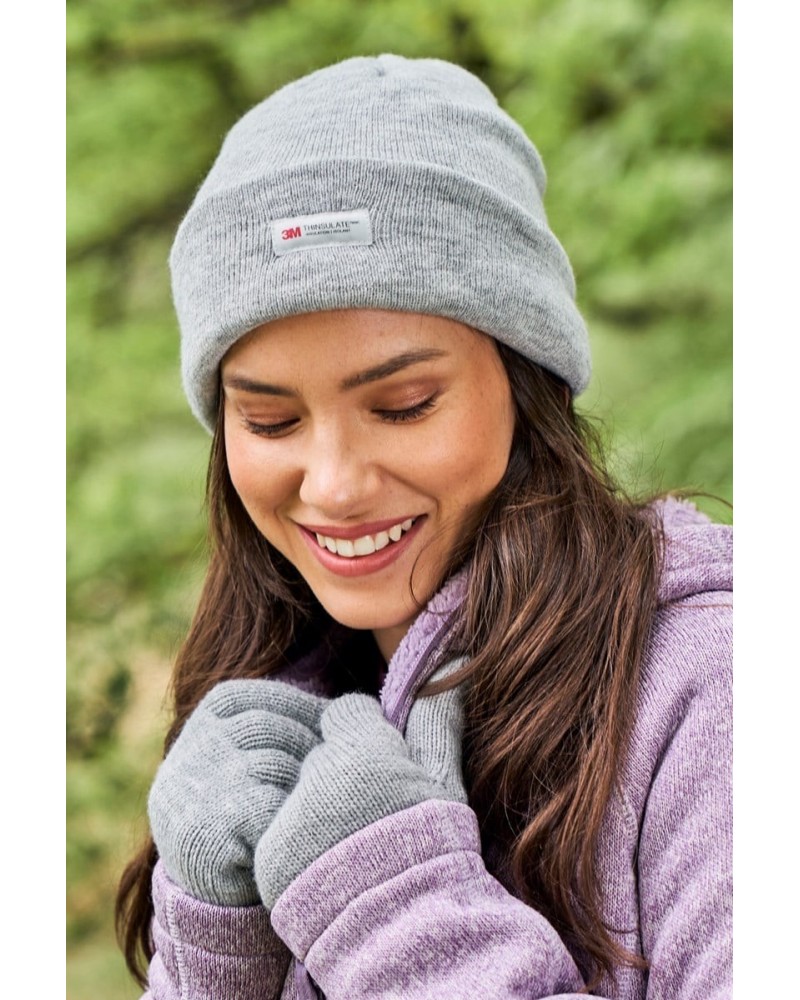 Womens Thinsulate Knitted Beanie Light Grey $10.00 Accessories