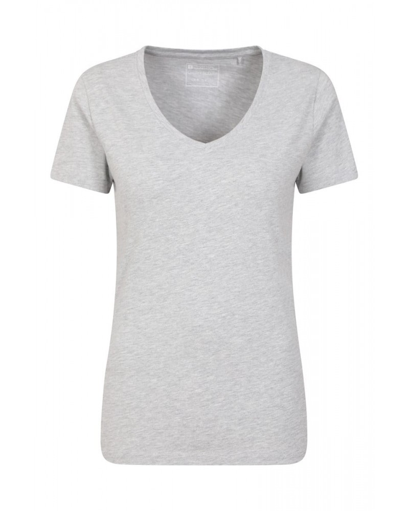 Basic V-Neck Womens Tee Grey $10.79 Tops