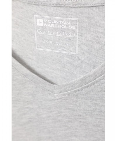 Basic V-Neck Womens Tee Grey $10.79 Tops