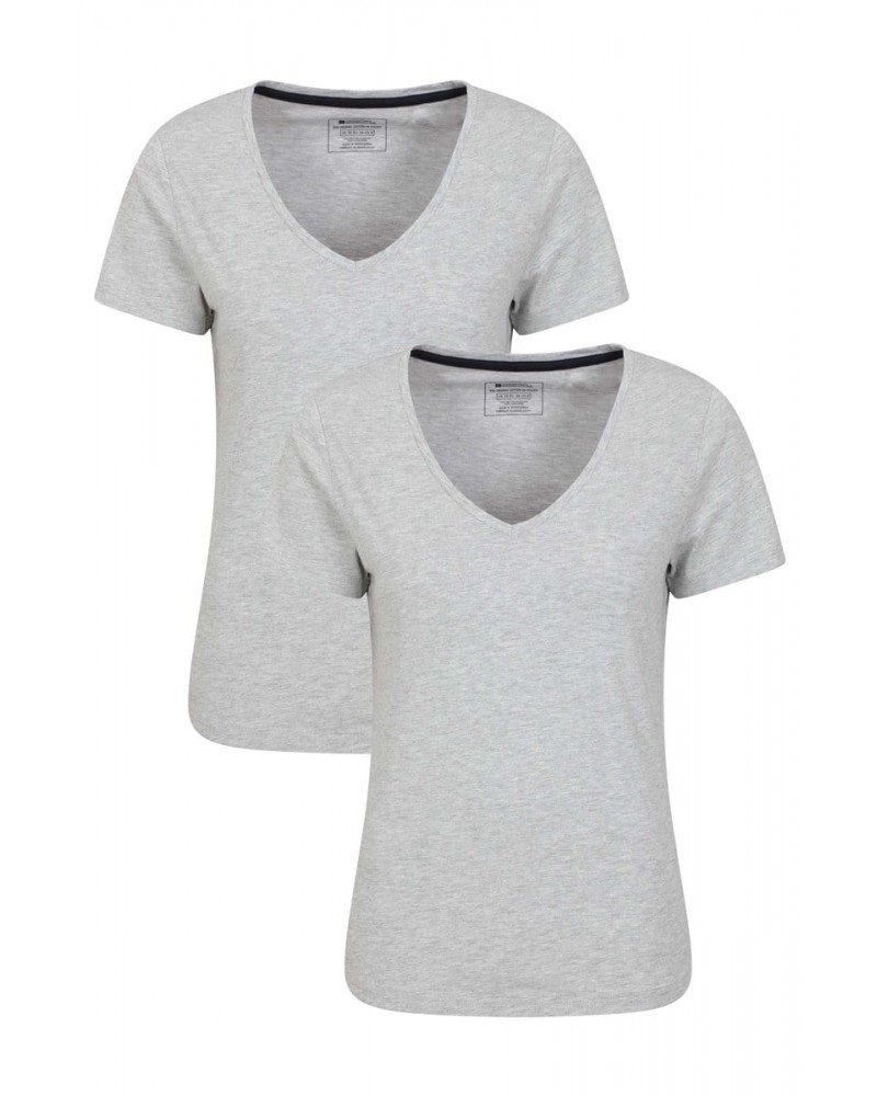 Eden Womens Organic V-Neck T-Shirt Light Grey $13.53 Tops