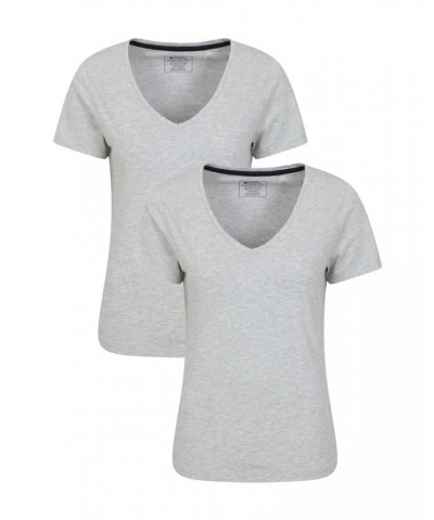 Eden Womens Organic V-Neck T-Shirt Light Grey $13.53 Tops