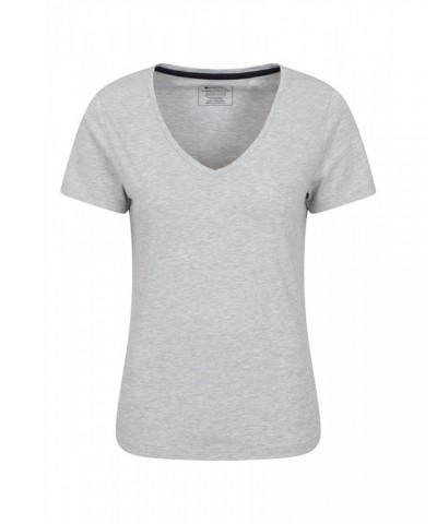 Eden Womens Organic V-Neck T-Shirt Light Grey $13.53 Tops