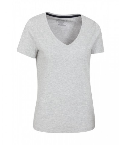 Eden Womens Organic V-Neck T-Shirt Light Grey $13.53 Tops