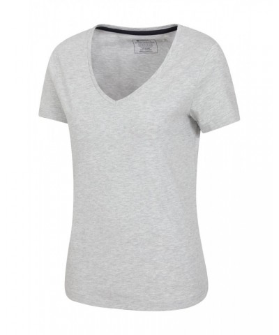 Eden Womens Organic V-Neck T-Shirt Light Grey $13.53 Tops