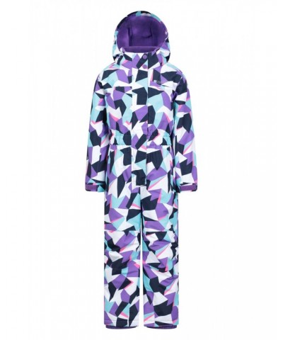 Cloud Printed Kids All in One Waterproof Snowsuit Purple $38.34 Ski