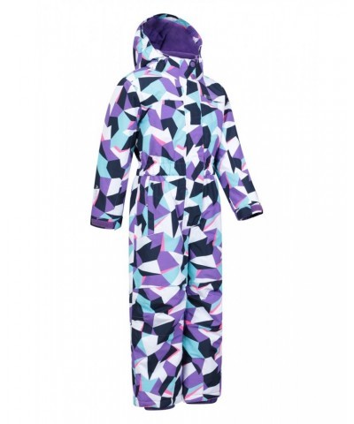 Cloud Printed Kids All in One Waterproof Snowsuit Purple $38.34 Ski