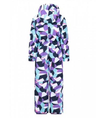 Cloud Printed Kids All in One Waterproof Snowsuit Purple $38.34 Ski