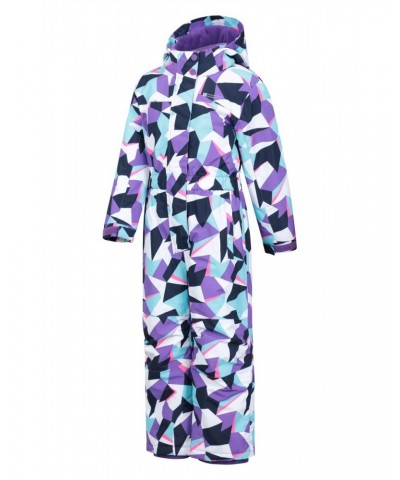 Cloud Printed Kids All in One Waterproof Snowsuit Purple $38.34 Ski