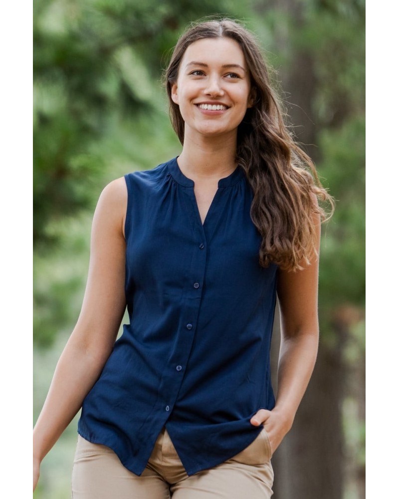 Amalfi Womens Sleeveless Shirt Navy $14.74 Tops