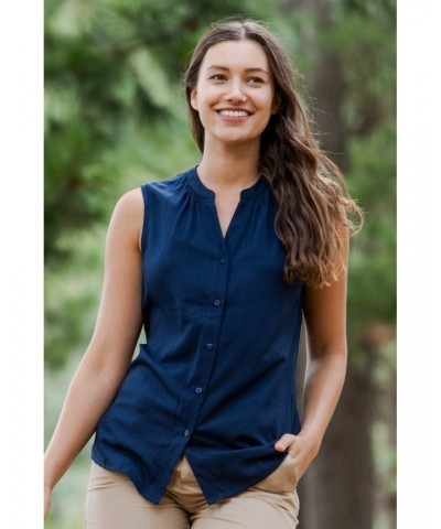 Amalfi Womens Sleeveless Shirt Navy $14.74 Tops