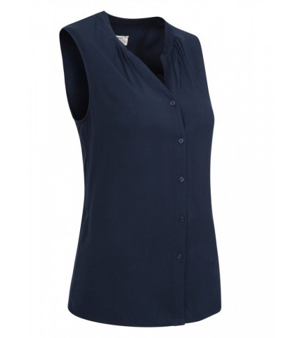 Amalfi Womens Sleeveless Shirt Navy $14.74 Tops