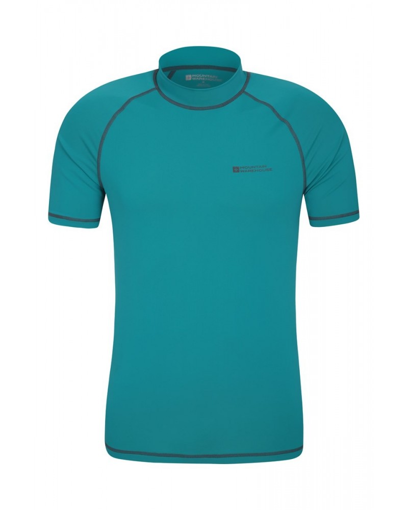 Mens UV Rash Guard Light Teal $14.49 Swimwear