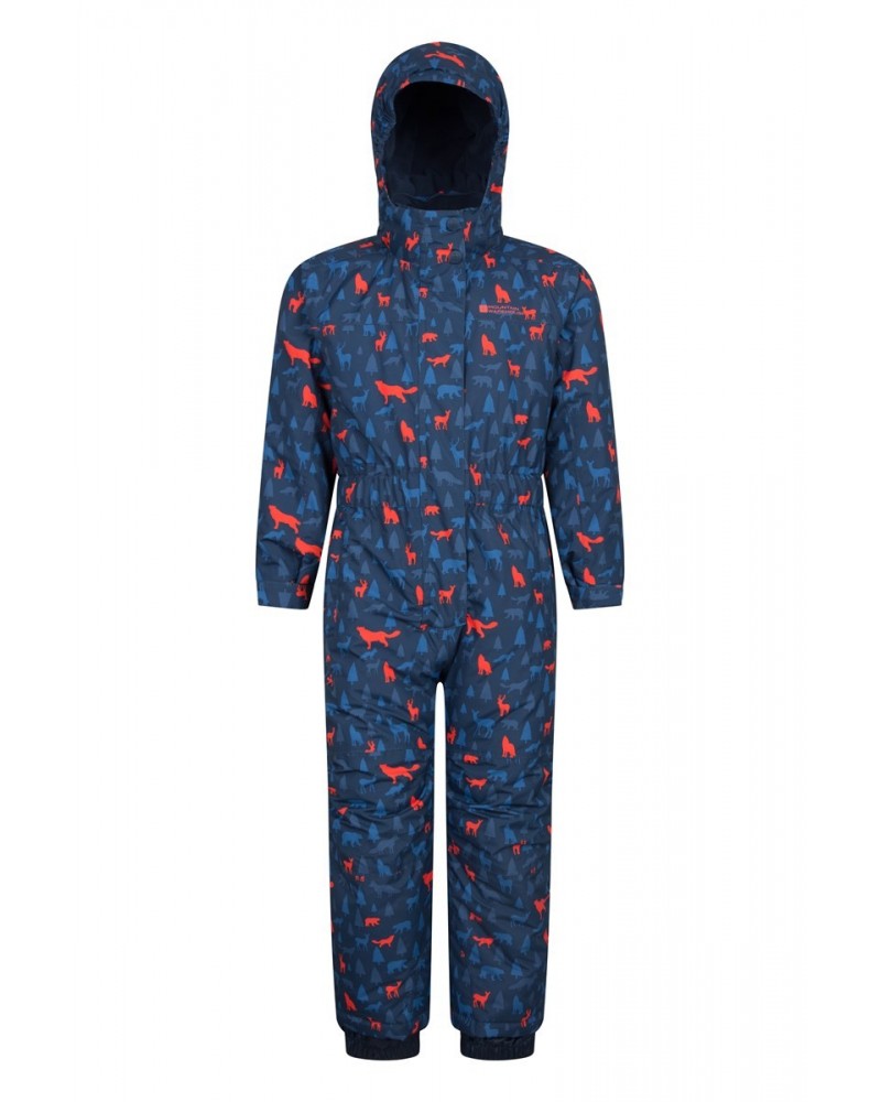 Cloud Printed Kids Waterproof All in One Snowsuit Blue $30.59 Jackets