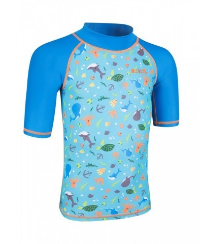 Short Sleeve Kids Printed Rash Guard Cobalt $10.19 Swimwear