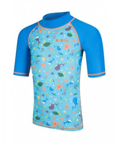 Short Sleeve Kids Printed Rash Guard Cobalt $10.19 Swimwear