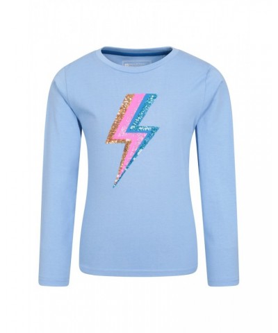 Sequin Lightning Bolt Kids Organic T-Shirt Blue $10.07 Tops