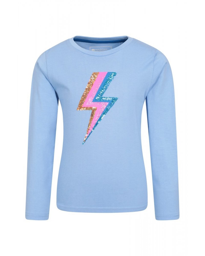 Sequin Lightning Bolt Kids Organic T-Shirt Blue $10.07 Tops