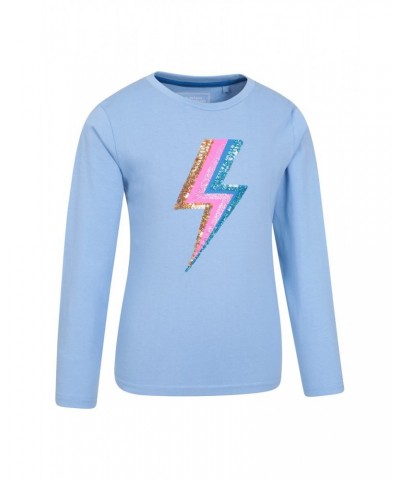 Sequin Lightning Bolt Kids Organic T-Shirt Blue $10.07 Tops