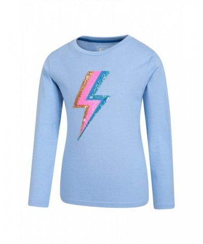 Sequin Lightning Bolt Kids Organic T-Shirt Blue $10.07 Tops