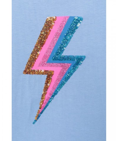 Sequin Lightning Bolt Kids Organic T-Shirt Blue $10.07 Tops