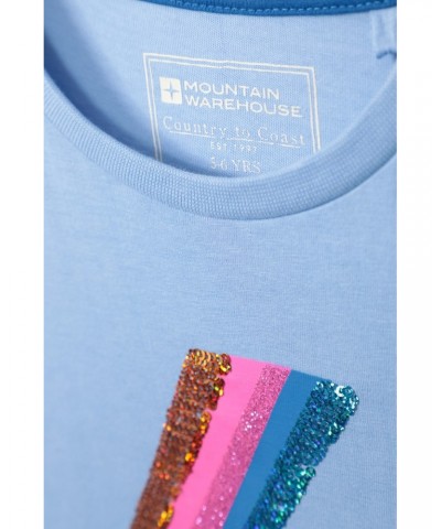 Sequin Lightning Bolt Kids Organic T-Shirt Blue $10.07 Tops