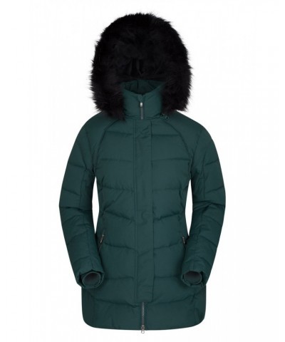 Isla II Womens Long Down Jacket Dark Green $33.00 Jackets