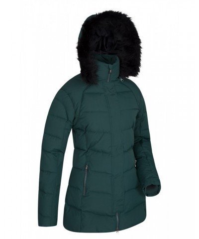 Isla II Womens Long Down Jacket Dark Green $33.00 Jackets