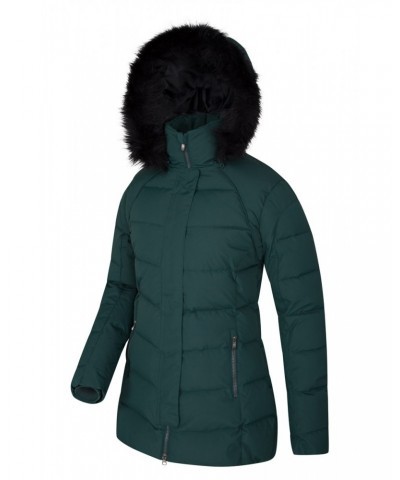 Isla II Womens Long Down Jacket Dark Green $33.00 Jackets