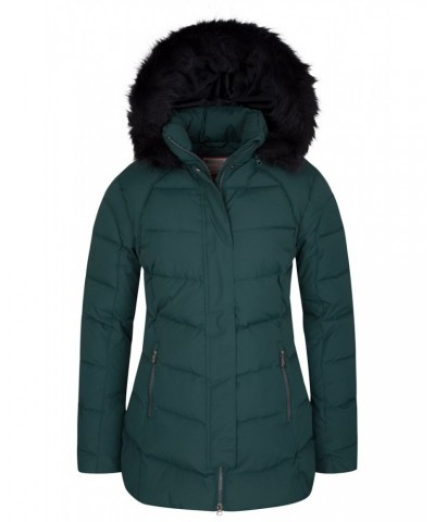 Isla II Womens Long Down Jacket Dark Green $33.00 Jackets