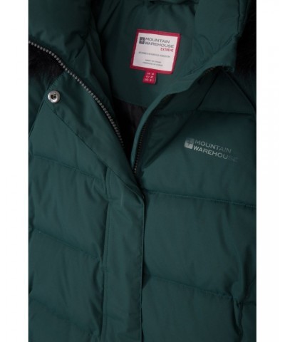 Isla II Womens Long Down Jacket Dark Green $33.00 Jackets