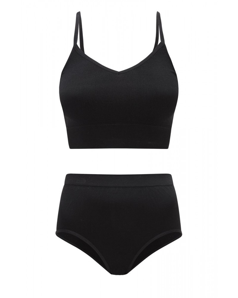 Womens Seamless Bra & Pants Set Black $15.92 Loungewear