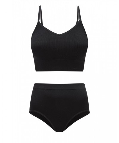 Womens Seamless Bra & Pants Set Black $15.92 Loungewear