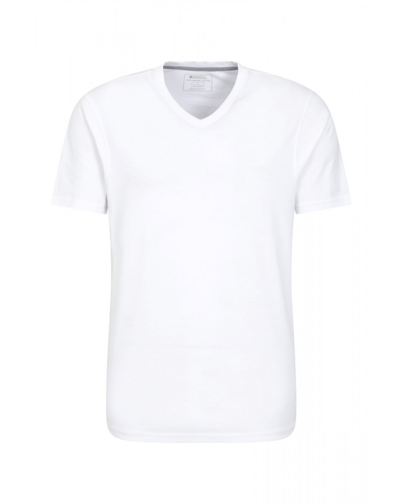 Eden II Mens Organic V-Neck T-Shirt White $11.59 Tops