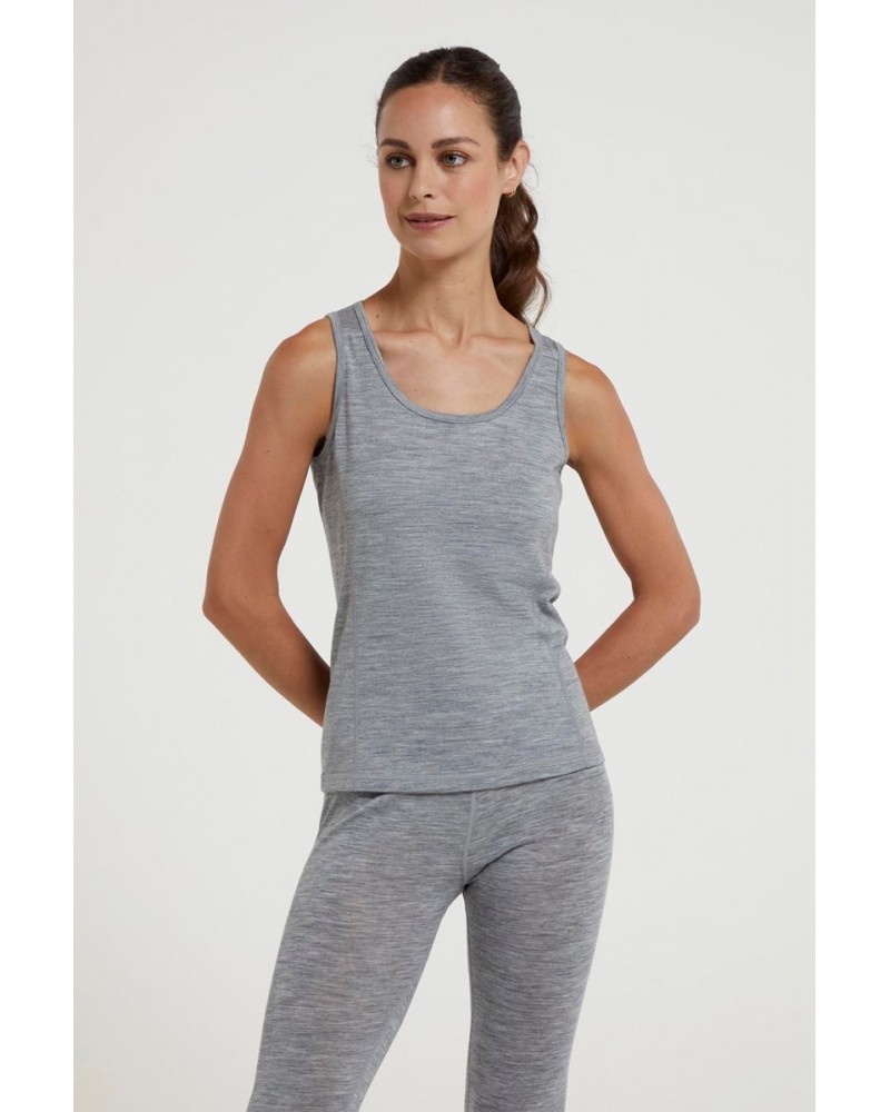 Merino Womens Cami Tank Top Light Grey $14.85 Thermals