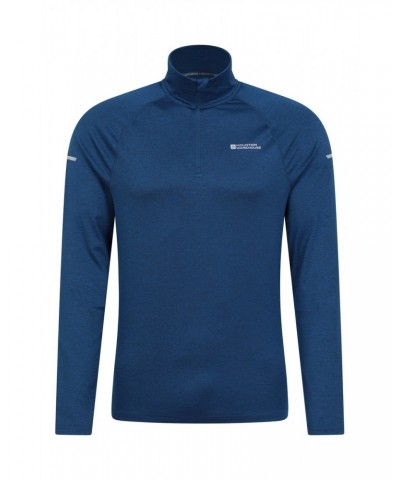 Echo Melange Recycled Mens Half-Zip Midlayer Navy $13.53 Active