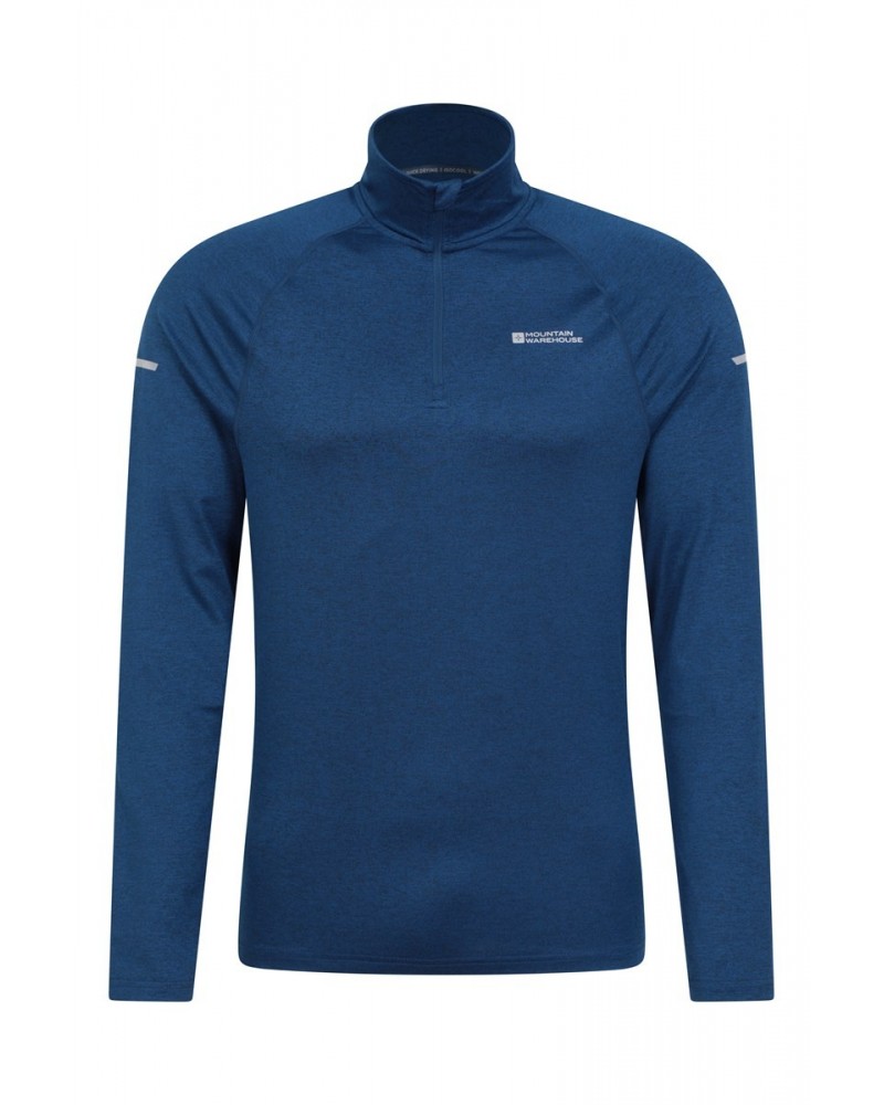 Echo Melange Recycled Mens Half-Zip Midlayer Navy $13.53 Active