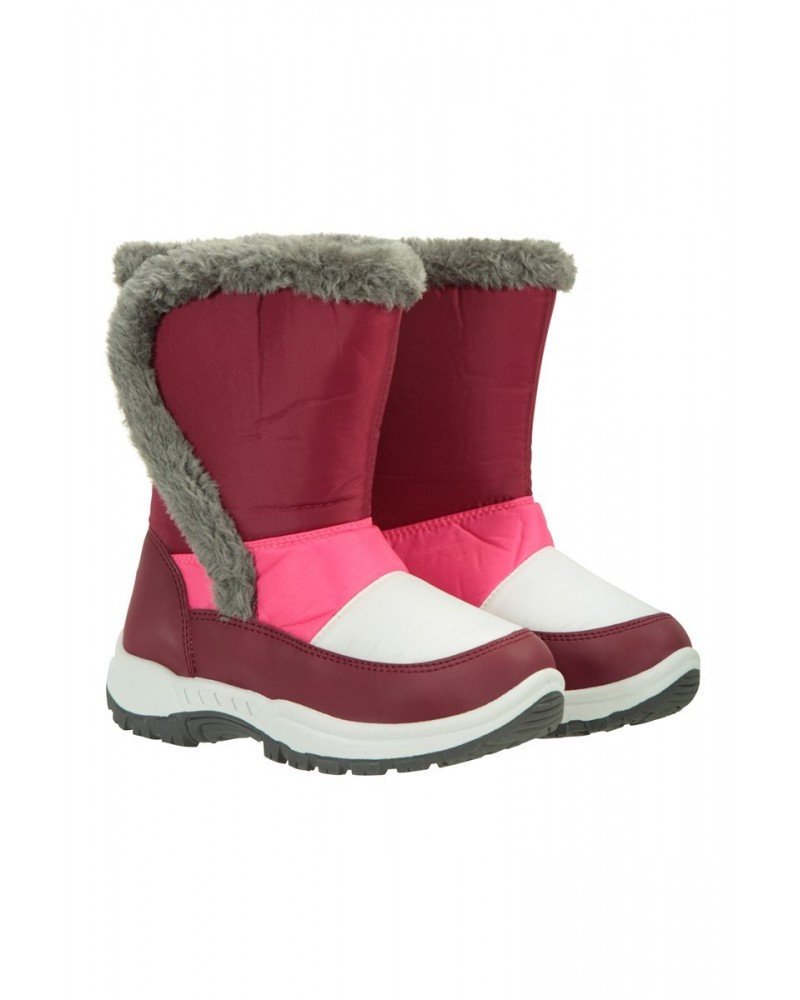 Caribou Kids Faux Fur Trim Adaptive Snow Boots Berry $21.99 Footwear