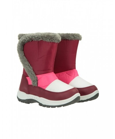 Caribou Kids Faux Fur Trim Adaptive Snow Boots Berry $21.99 Footwear