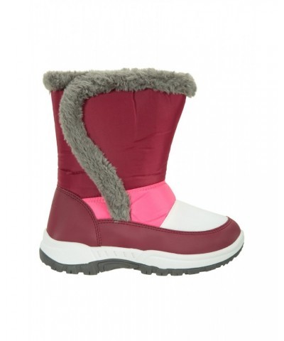 Caribou Kids Faux Fur Trim Adaptive Snow Boots Berry $21.99 Footwear