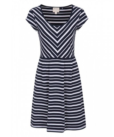 Womens A-Line UV Protective Stripe Dress Dark Blue $15.65 Dresses & Skirts