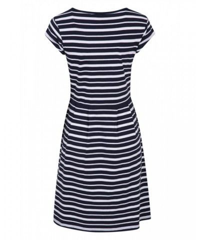 Womens A-Line UV Protective Stripe Dress Dark Blue $15.65 Dresses & Skirts