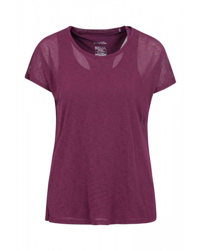 Double Layer Womens T-Shirt Dark Purple $13.76 Tops