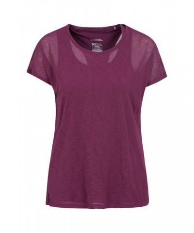 Double Layer Womens T-Shirt Dark Purple $13.76 Tops