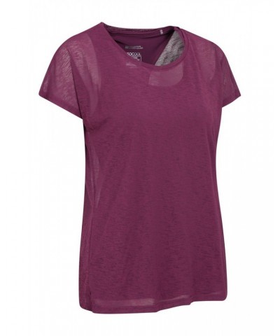 Double Layer Womens T-Shirt Dark Purple $13.76 Tops